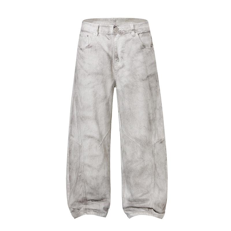 

Новый весенне-осенний стиль белые грязные джинсы мужские шаровары свободного кроя широкие американские штаны в пол L белый