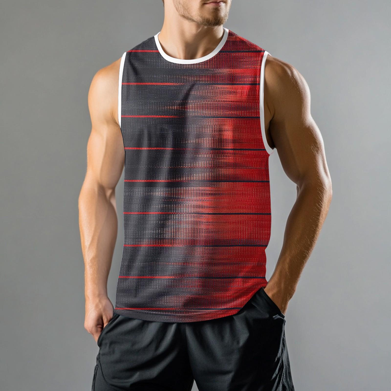 

Мужская мода принтованный спортивный повседневный жилет без рукавов XL красный