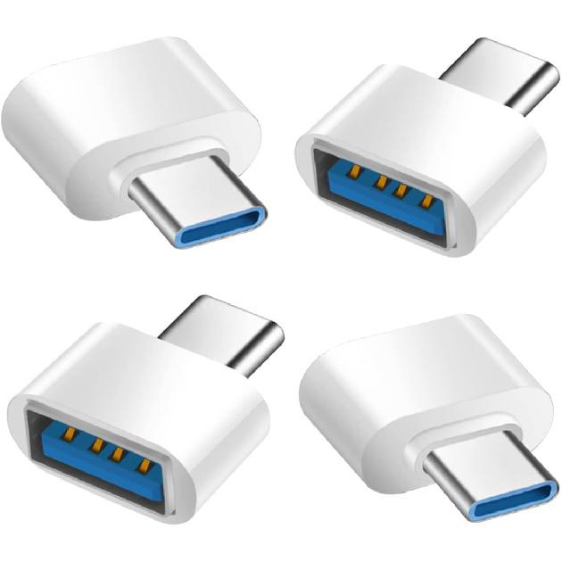 USB C to USB Adapter 4 Pack, USB Female to USB C Male OTG Adapter, USB Type C Adapter Compatible with MacBook Pro, Samsung Galaxy, Type-C Phones,
