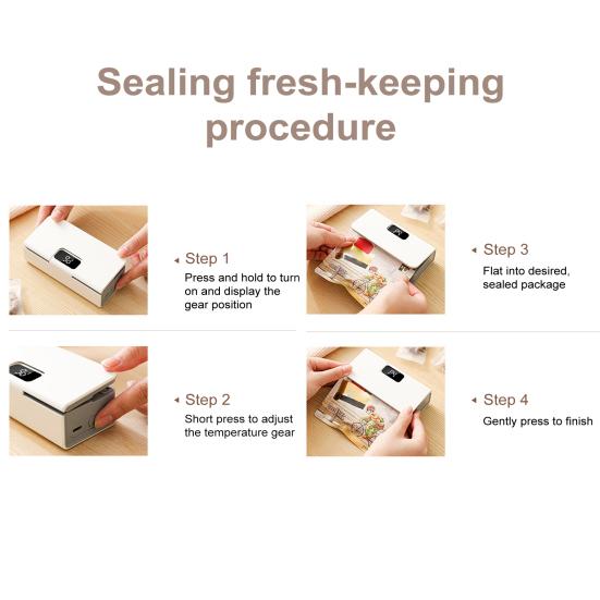 Mini Bag Sealer And Cutter with LED Display USB Rechargeable Sealing Machine for Chip Bags Portable Plastic Bag Resealer 1600mAh Battery