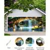 2D Fantasy Cave Waterfall Garage Door Tapestry Enchanted Forest Background Cloth