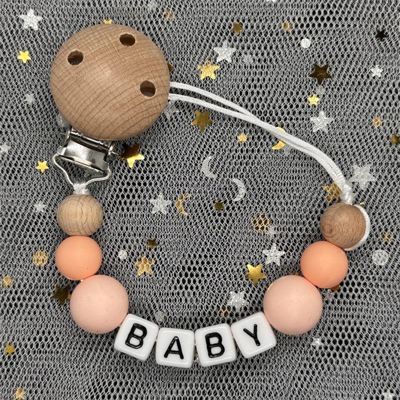 Custom Personalized Name Handmade Pacifier Clip Holder Cartoon Silicone Dinosaur Pacifier Chain Baby Teether Teething Chain Gift