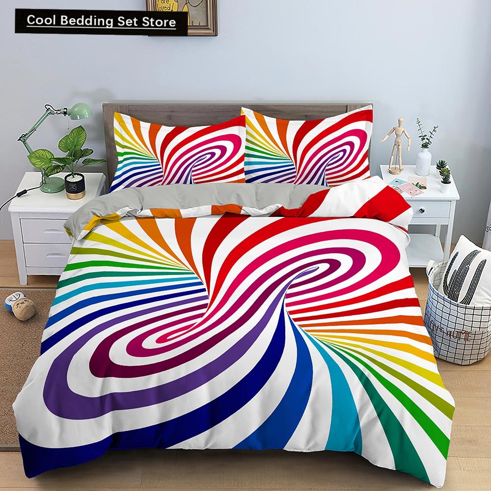 3D Duvet Cover Psychedelic Twin Bedding Set Double Quilt Cover with Zipper Closure 2/3pcs Queen King Polyester Comforter Cover