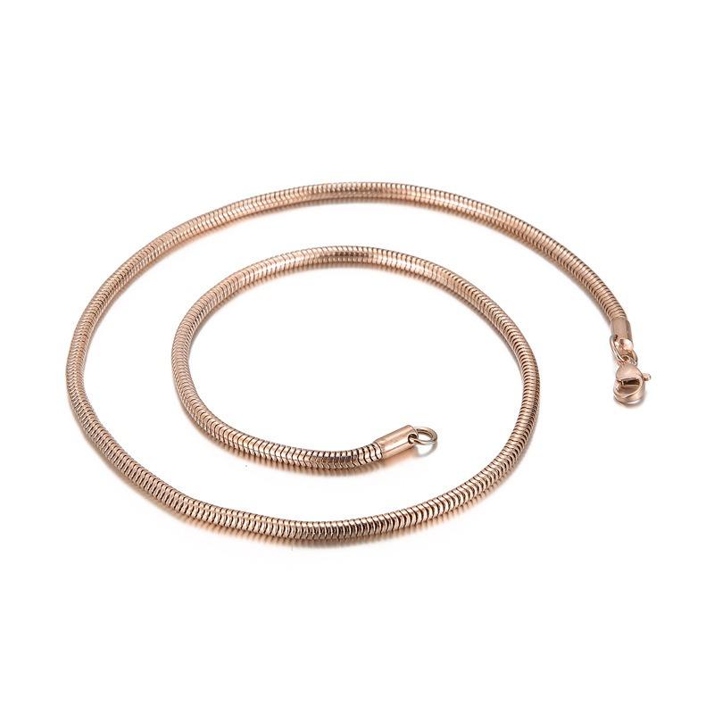 Trendy Simple Electroplated Titanium Steel Men's and Women's Round Snake Bone Necklace