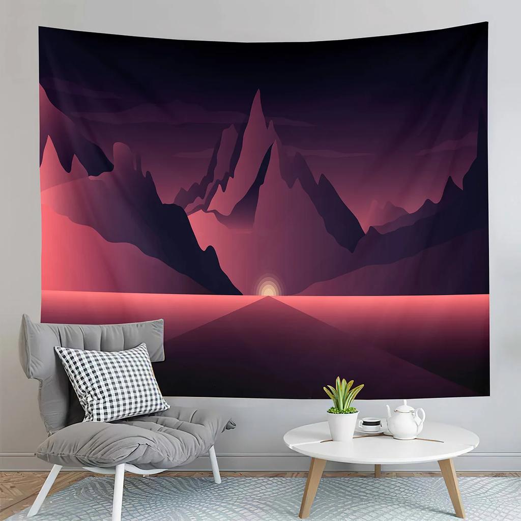 Abstract Sunset Landscape Tapestry Nature Scenery Tapestry Minimalism Style Tapestry Home Living Room Bedroom Wall Tapestries