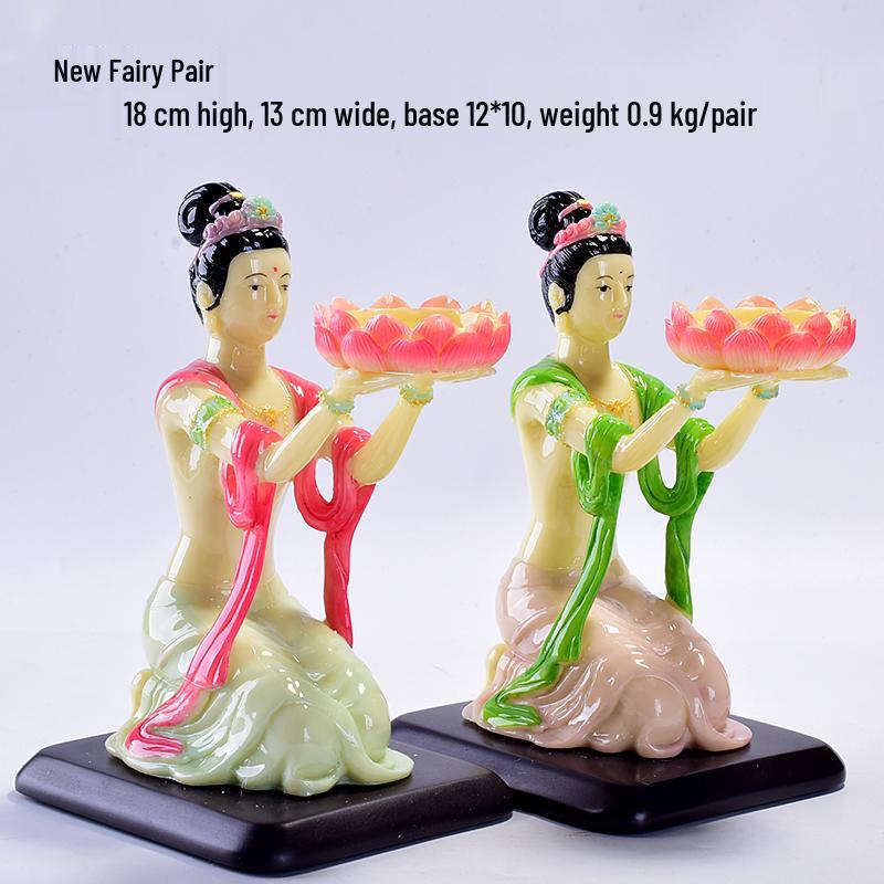 Apsara Fairy Ghee Lamp Holder - Buddhist Offering Candlestick (4/8 Hours)