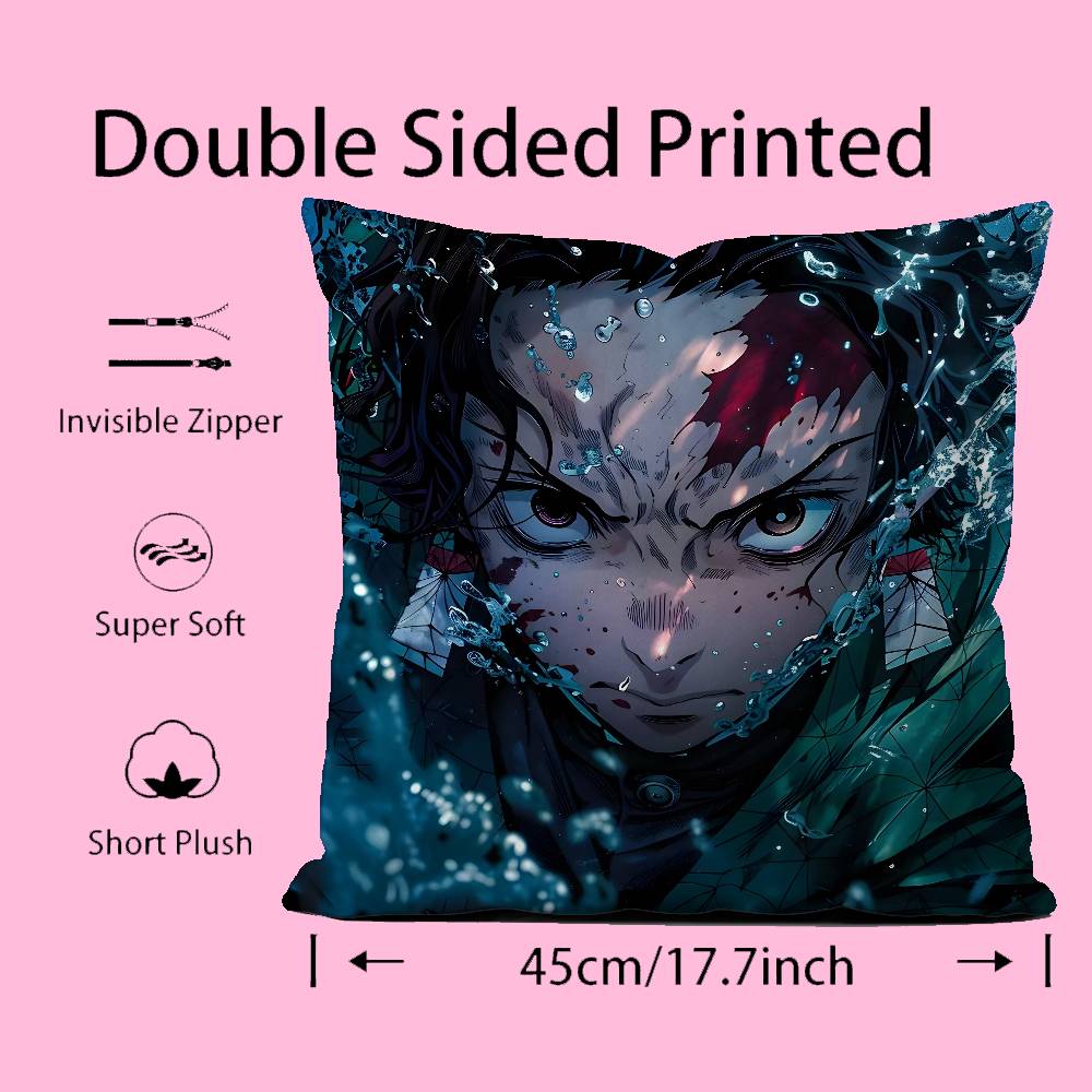 Anime D-Demon S-Slayer K-Kimetsu No Yaiba Pillow Case Comfort Sofa Bed Silky Elegant Invisible Zipper Custom Decorative Cushion