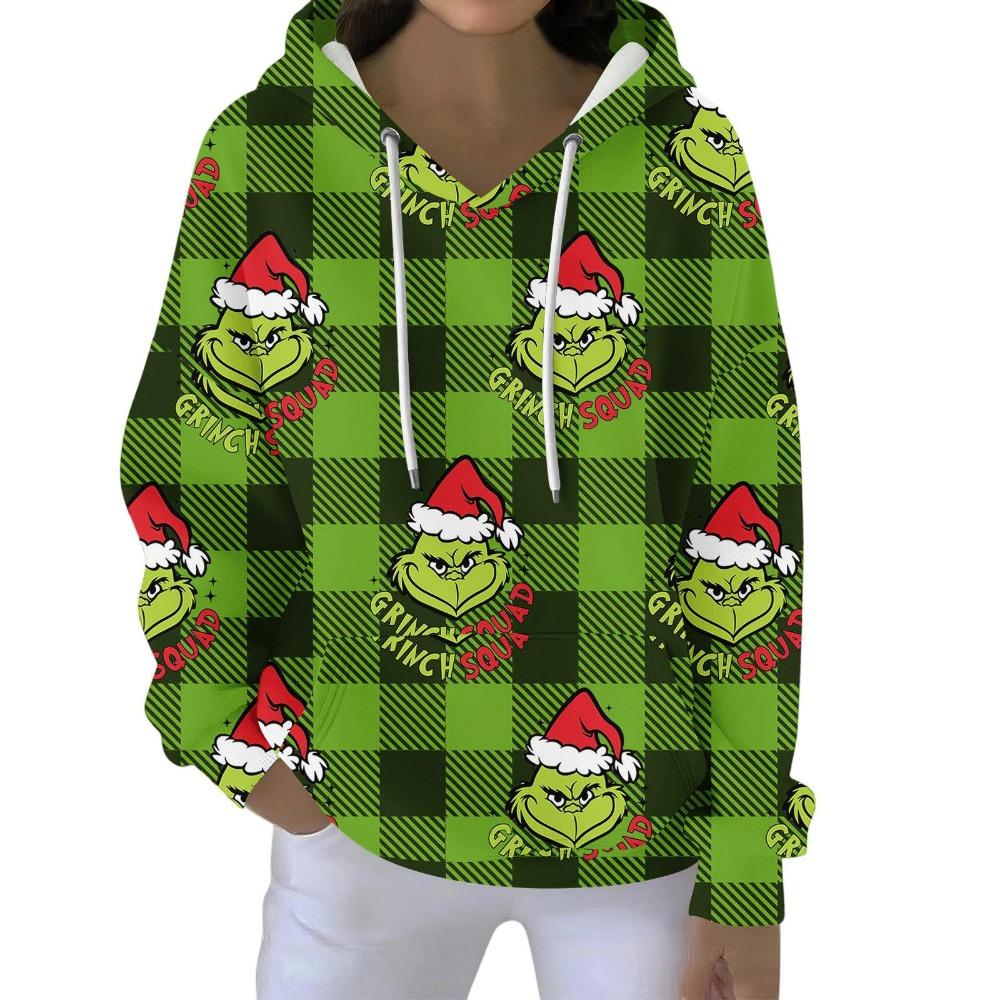Fashion Men Women's Hoodies Christmas Green Fur Monster Print Pullover Cartoon Casual Sweatshirt Hoodies Long Sleeve Clothing