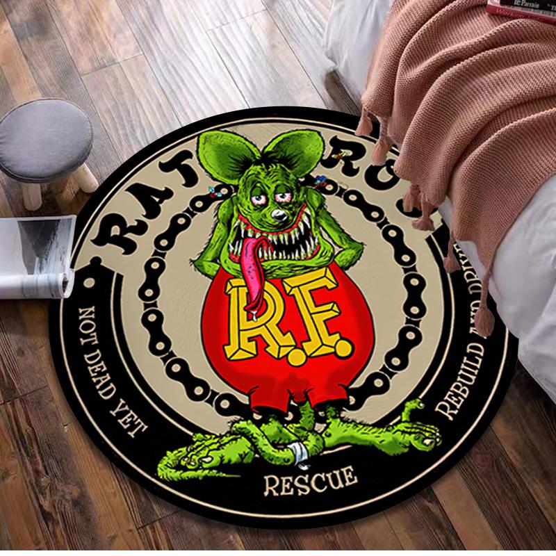 

1Pc Rat Fink Circular Print Rug - home decoration Carpet For Living Room Bedroom Flooring Computer Chair Area Rug 80x80cm( 31x31in)