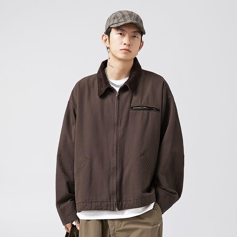 Spring and Autumn New Men's Retro Old Loose Stitching Laps Jacket