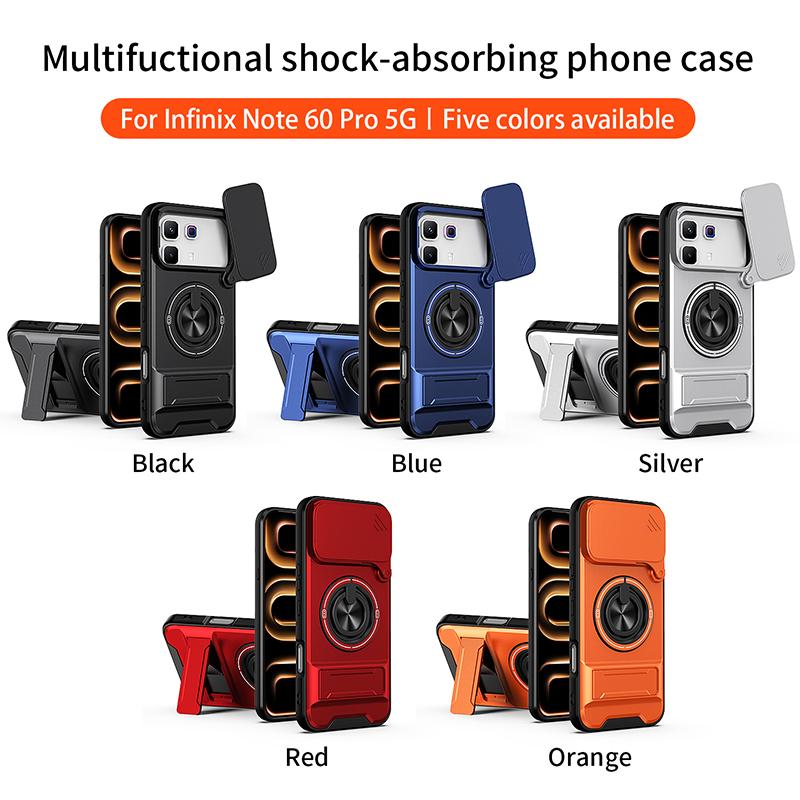 Copertura scorrevole per fotocamera per custodia Infinix Note 60 Pro 5G con supporto ad anello integrato