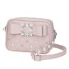 Sweet Knot Pearl Oulder Crossbody Bag Diamond Id Pattern Small Square Bag Faionable for Young Women Pearl Shoulder Rhinestones