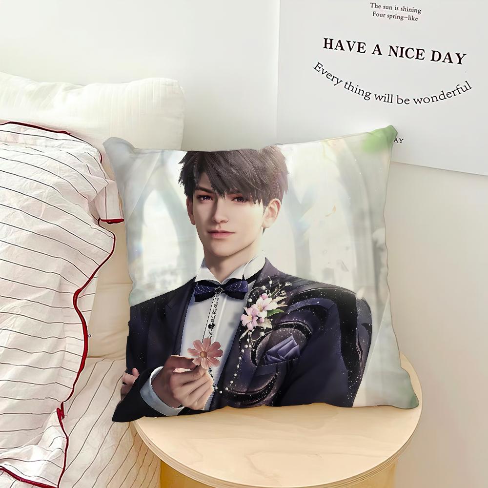 Caleb Love and Deepspace Wedding Card Chibi Cushion Cover Soft Pillow Case for Sofa Living Room Home Decor Protective Covers