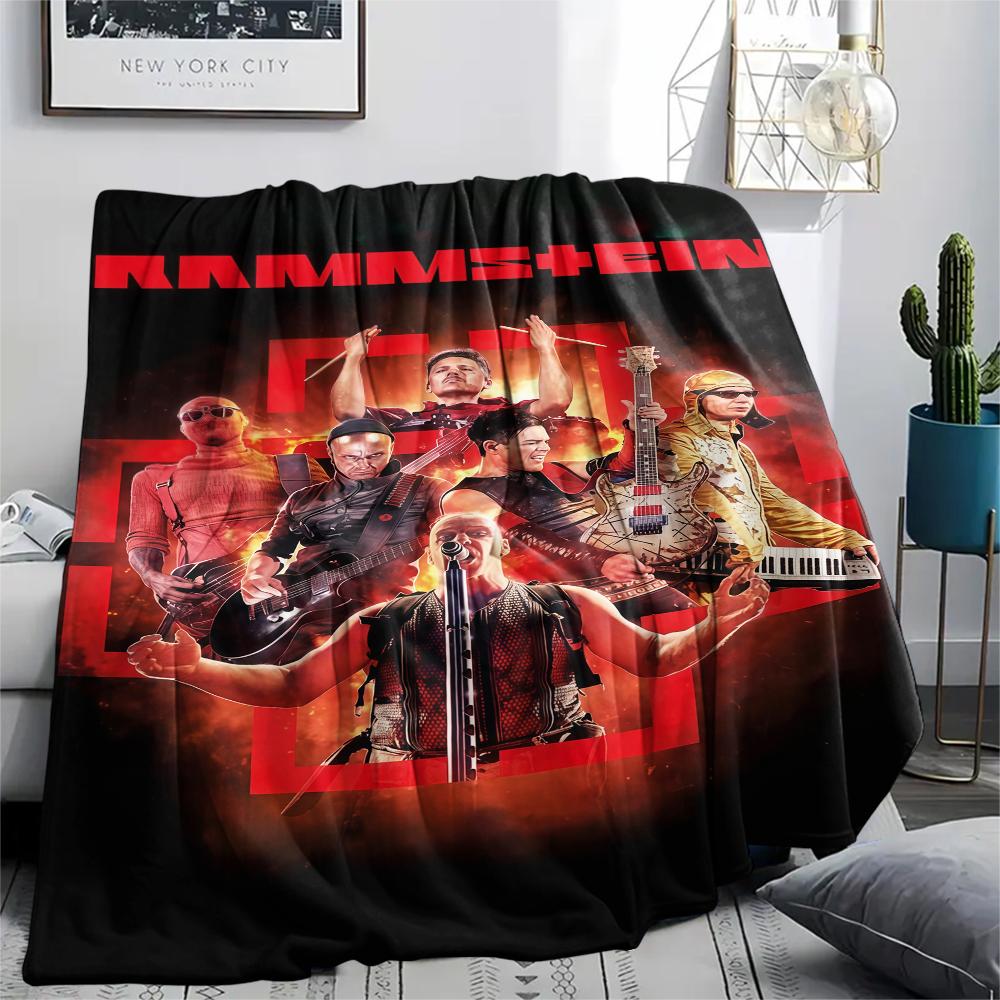 1PC Rammstein Band Print Flannel Blanket, High Quality All Seasons, Home Decor, Warmth and Comfort, Perfect for Christmas Gifts