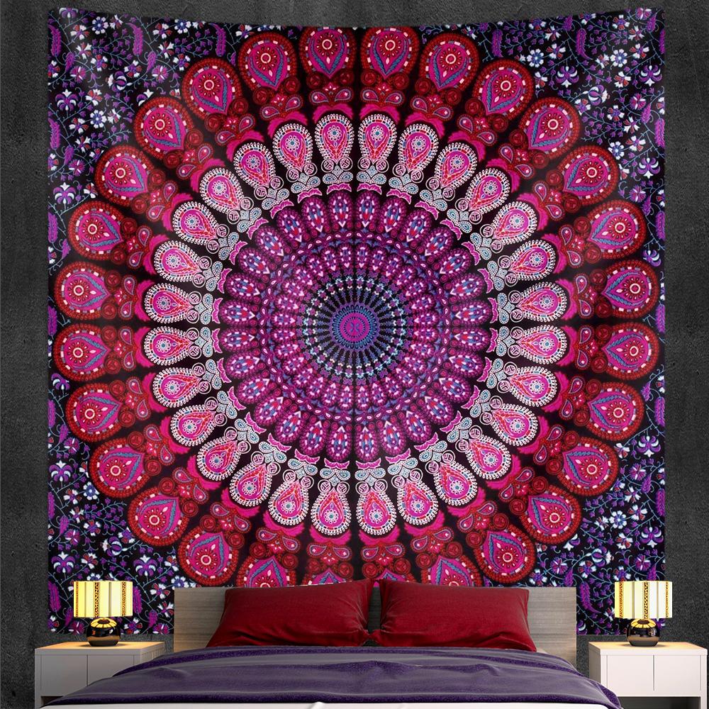 Vintage Gradient Tapestry Home Decor Indian Psychedelic Scene Mandala Tapestry Hippie Bohemian Decor Sheet Yoga Mat 100X70CM