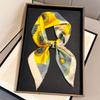 Spring retro printed silk scarf women's fashionable simple contrasting color large square scarf high-end atmosphere imitation silk square scarf