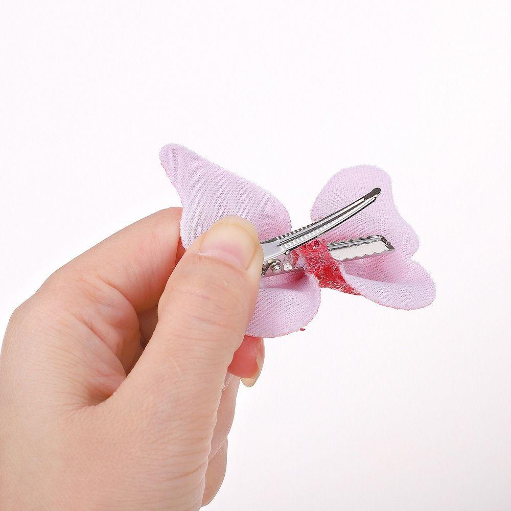 4Pcs Colorful Glitter Ribbons Glitter Hair Clip Double Butterfly Design Sequins Hair Clip For Girls