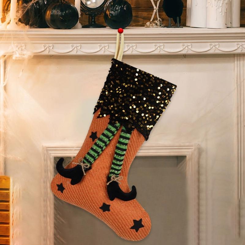 Eye Catching Halloween Themed Sock Unique Halloween Sock with Festival Pattern Soft Socks Ornament for Parties
