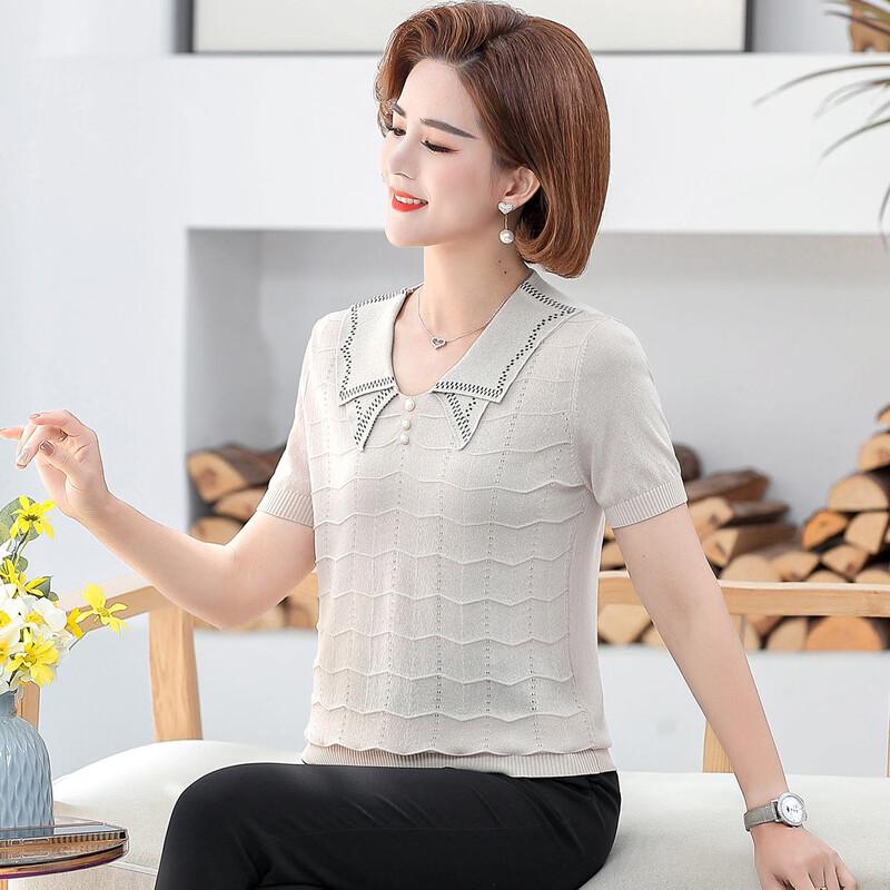 

Women s Ice Silk Short Sleeve Blouse L