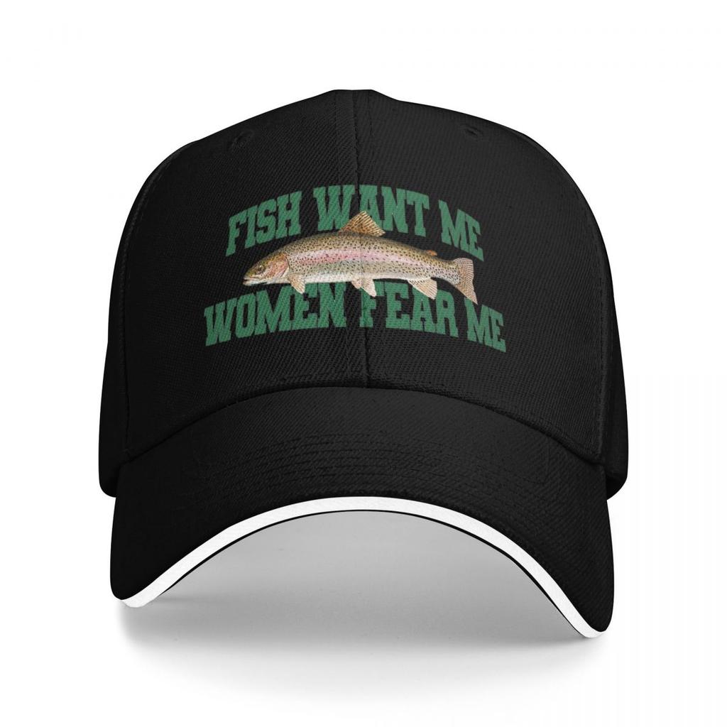 Fische wollen mich, Frauen fürchten mich Snapback Baseballkappen Atmungsaktive Lässige Casquette Outdoor Unisex