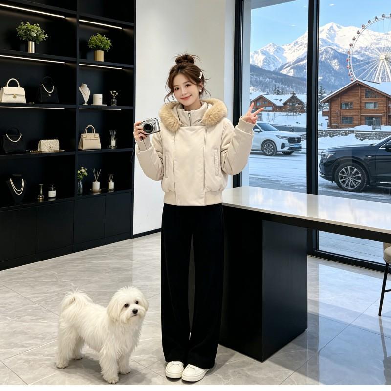 2026 Winter Oversized Hooded Cotton Puffer Coat Women Plus Size Thick Warm Short Jacket With Faux Fur Collar