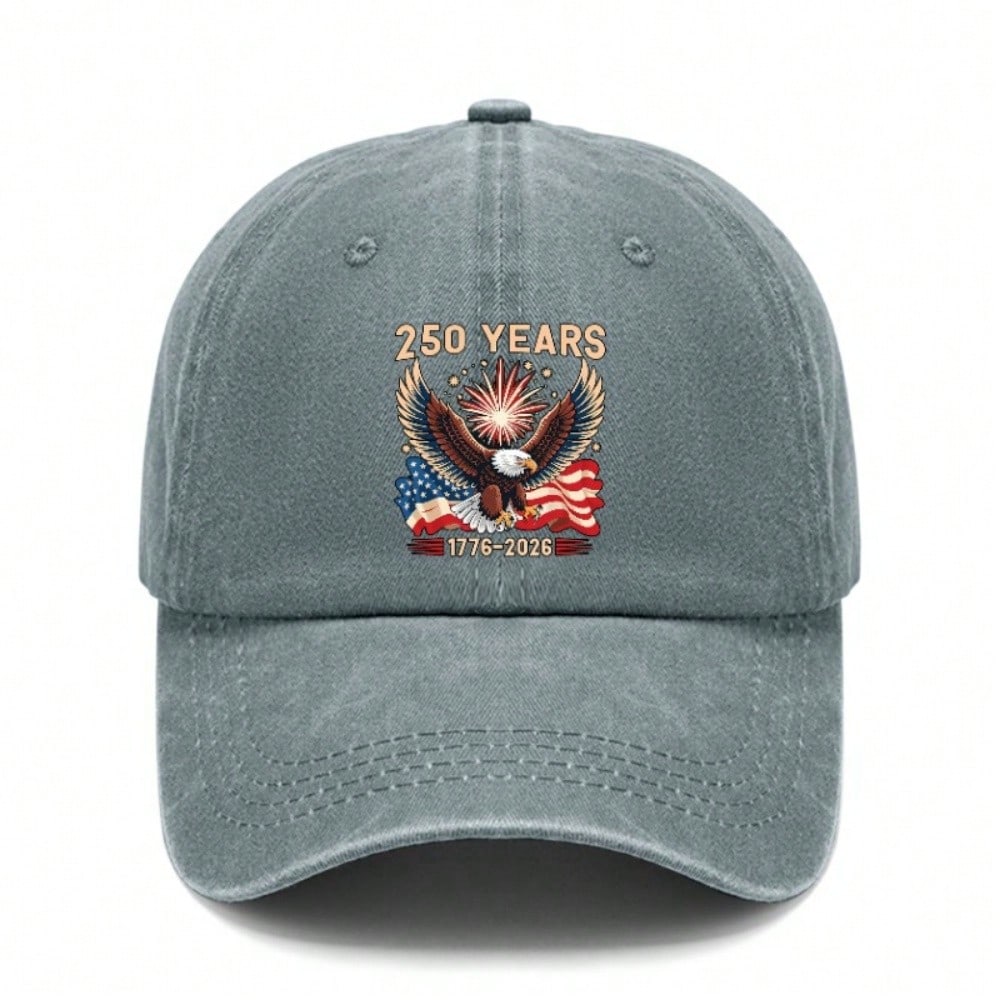 Patriotic Baseball Cap 2026 Unisex "250 YEARS" Eagle Flag Print Polyester Adjustable Sun Hat Breathable Lightweight Casual Outdoor Sports Patriotic