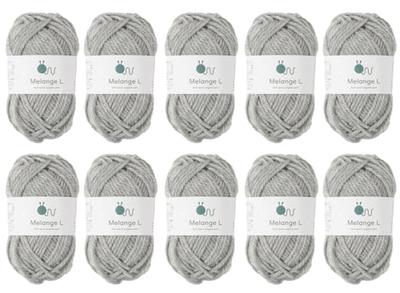 Knitworm Melange Yarn, 10 Balls, Extra Thick, 30g (45m), 60% Wool, 40% Acrylic (Gray)
