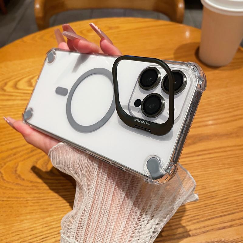 Magsafe Magnetic Lens Bracket Four Corner Anti Fall Acrylic Phone Case For iPhone 16 Pro Max 14 11 12 13 15 Pro Max Bumper Cover