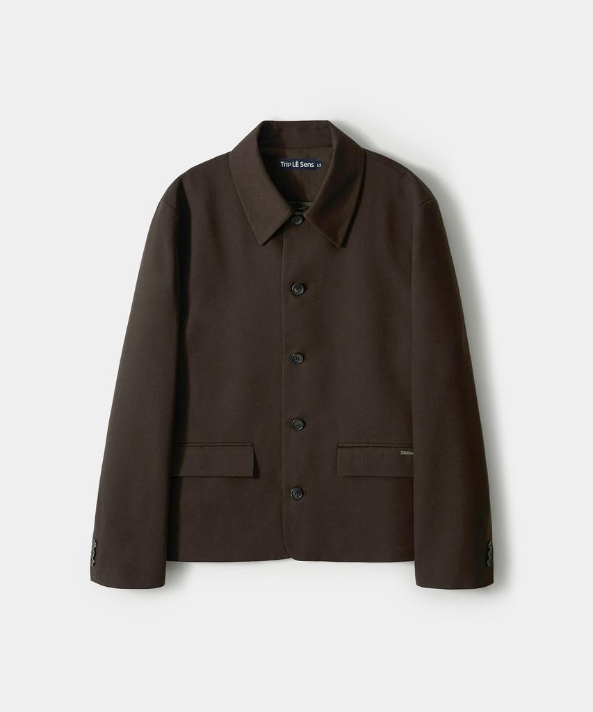 Trip Le Sens Custom Collar Hidden Snap Crop Blazer_Black