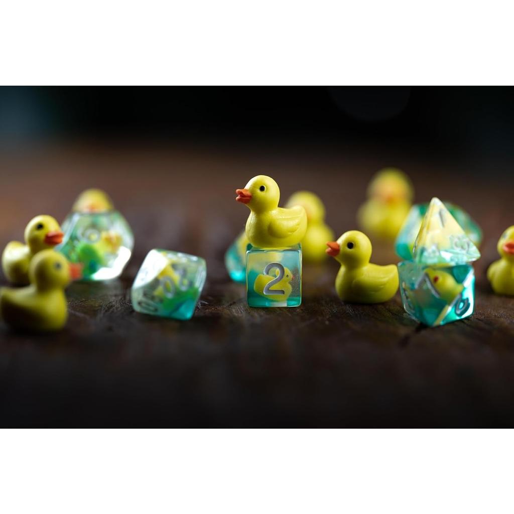 7-Die Dice DND, Rubber Ducky DND Dice, Dice Tray, D and D Dice for Dungeons and Dragons Gift (Dice Set Only)