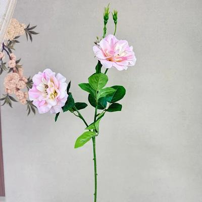 66cm Silk 2 Heads Roses Branch Artificial Flowers Restaurant Decorative Simulation Flower White Purple Rose Home Decoration