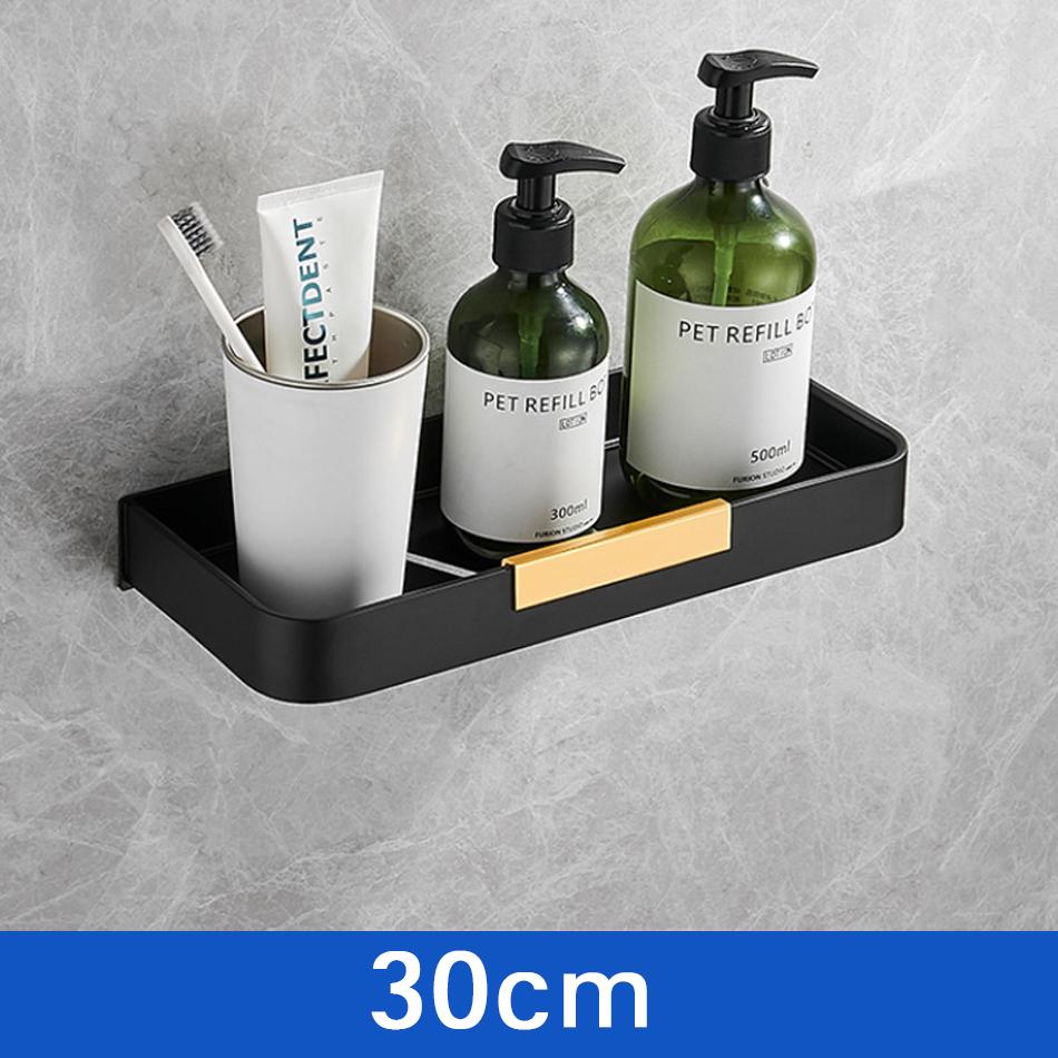 

Полка для ванной комнаты из черного золота с крючками, алюминиевая кухонная полка для душа, шампуня, мыла, органайзер с держателем для полотенец, вешалка для полотенец