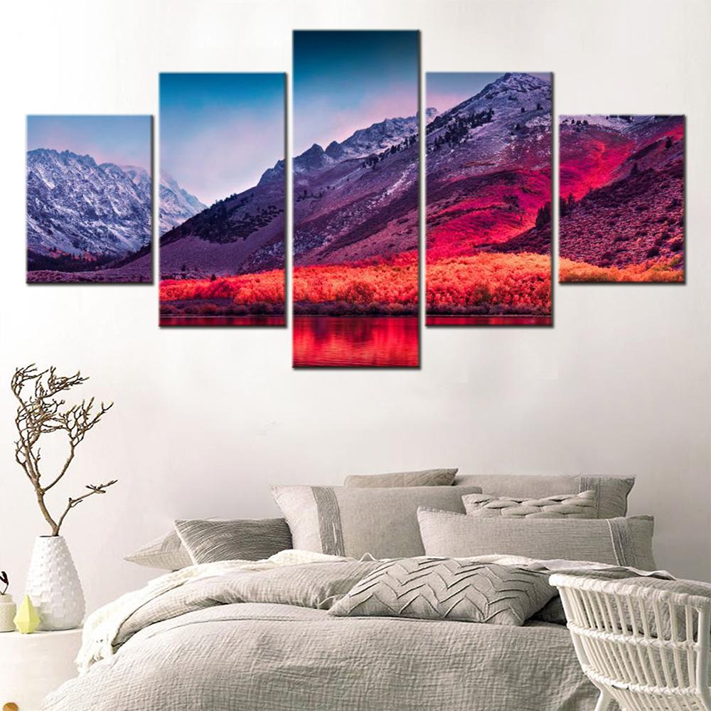 5 Pieces Canvas Wall Arts Painting Nature Sierra Nevada Mountains Wallpaper Landscape Poster Living Room Home Decoration Mural