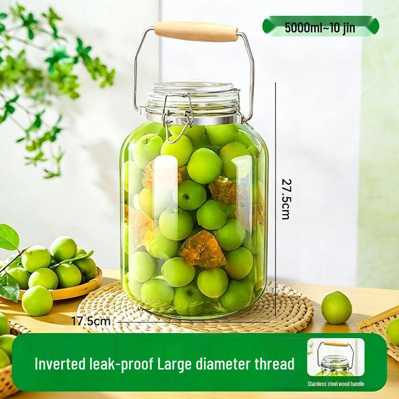 Transparent Glass Sealable Food Storage Jar & Pickling Crock