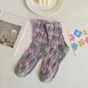 5Pairs Breathable Floral Short Socks Patchwork Retro Socks Comfortable Mid Tube Socks  Autumn