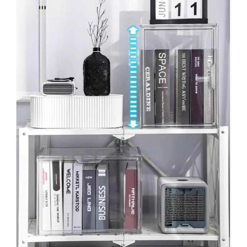 Transparent Plastic Book Storage Box With Lid For Cd Magazine Desktop Organizer