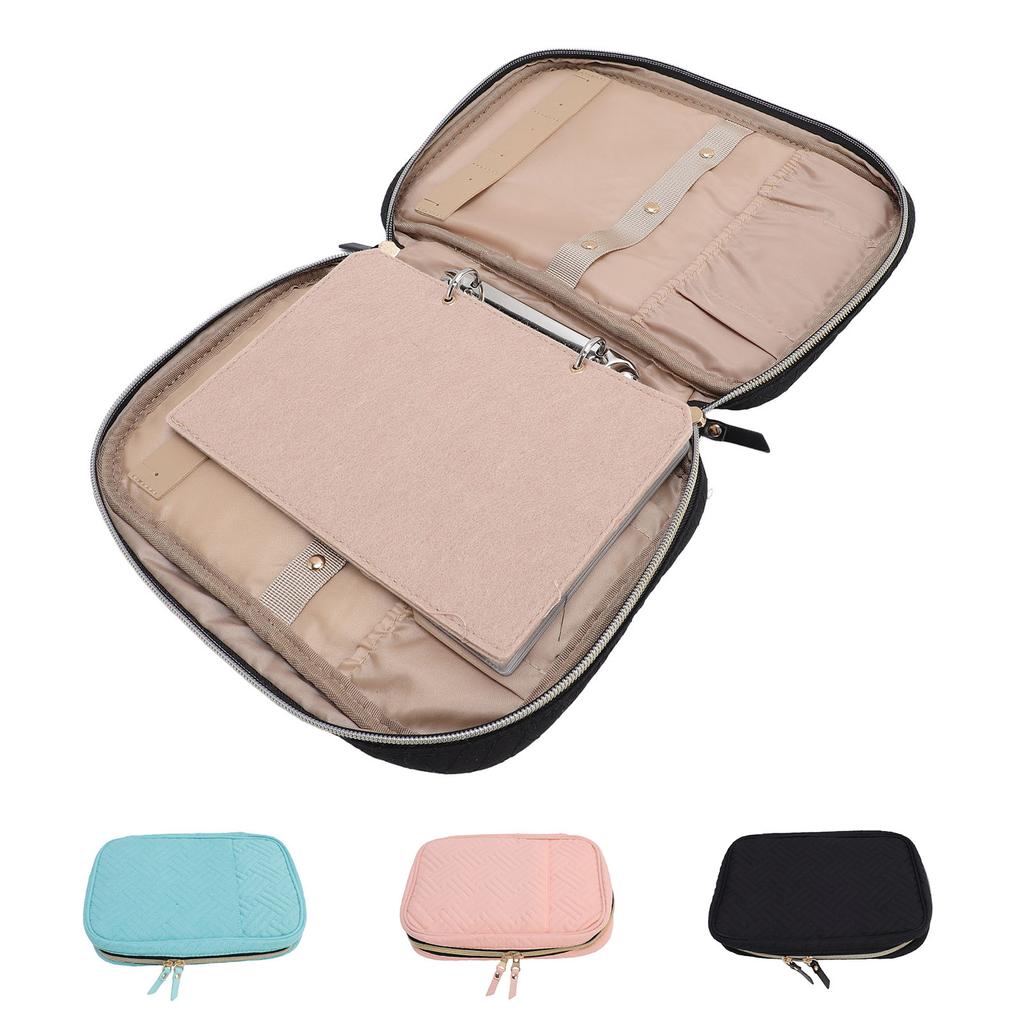 Jewelry Travel Case Ring Binder Storage Book with Clear Pockets Zippered Organizer for Necklace Earr