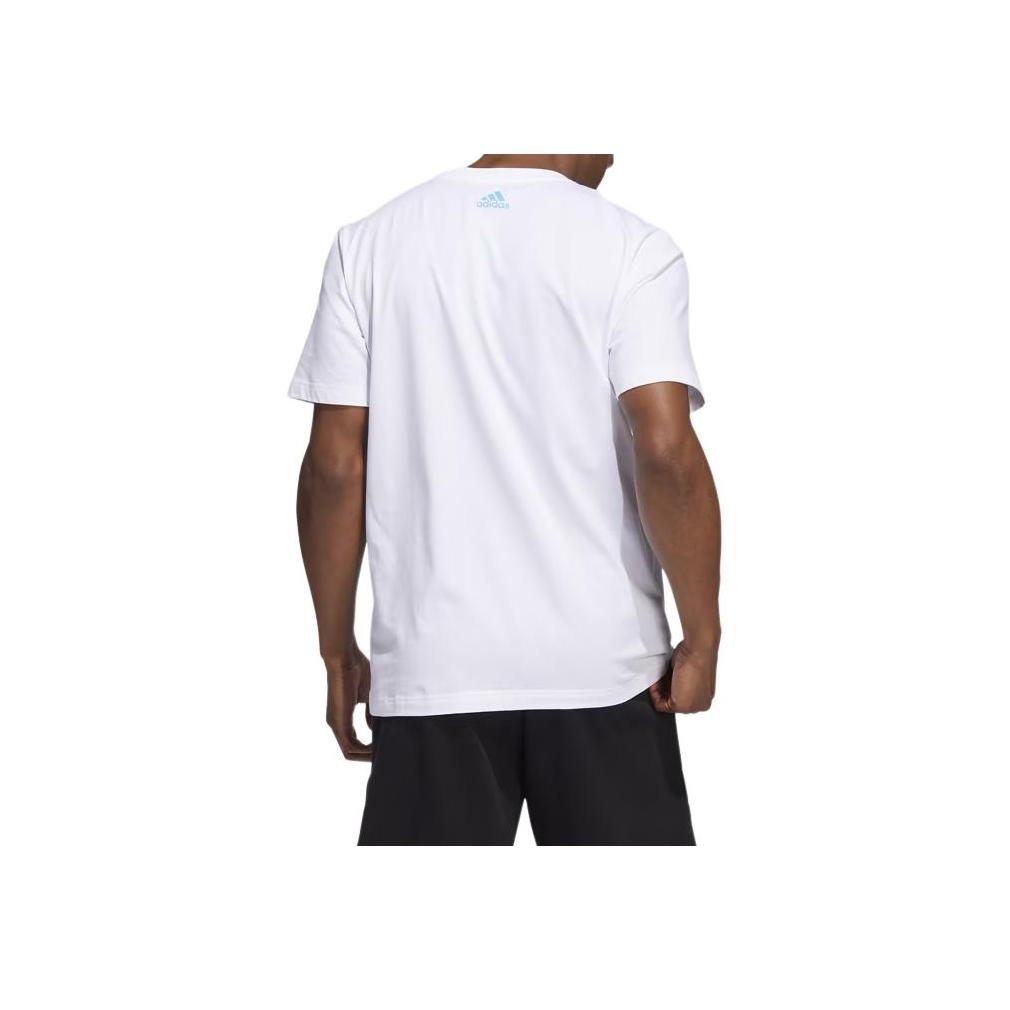 adidas Solid Color Logo Print Round Neck Short Sleeve T-Shirt Men Tops White HG4419