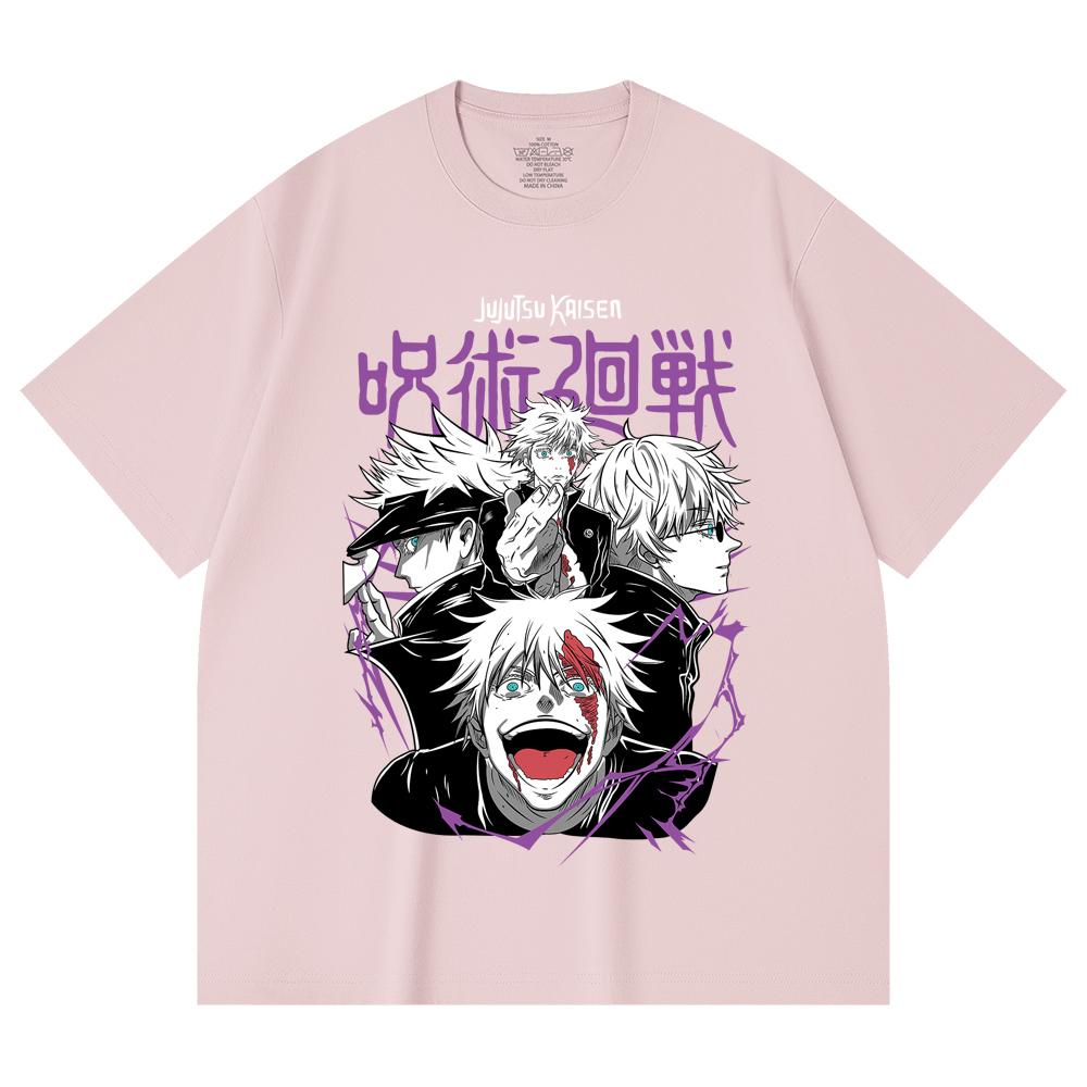 230 Gsm 100% Cotton Jujutsu Kaisen V3 Gojo Print Unisex Heavy Cotton T Shirt