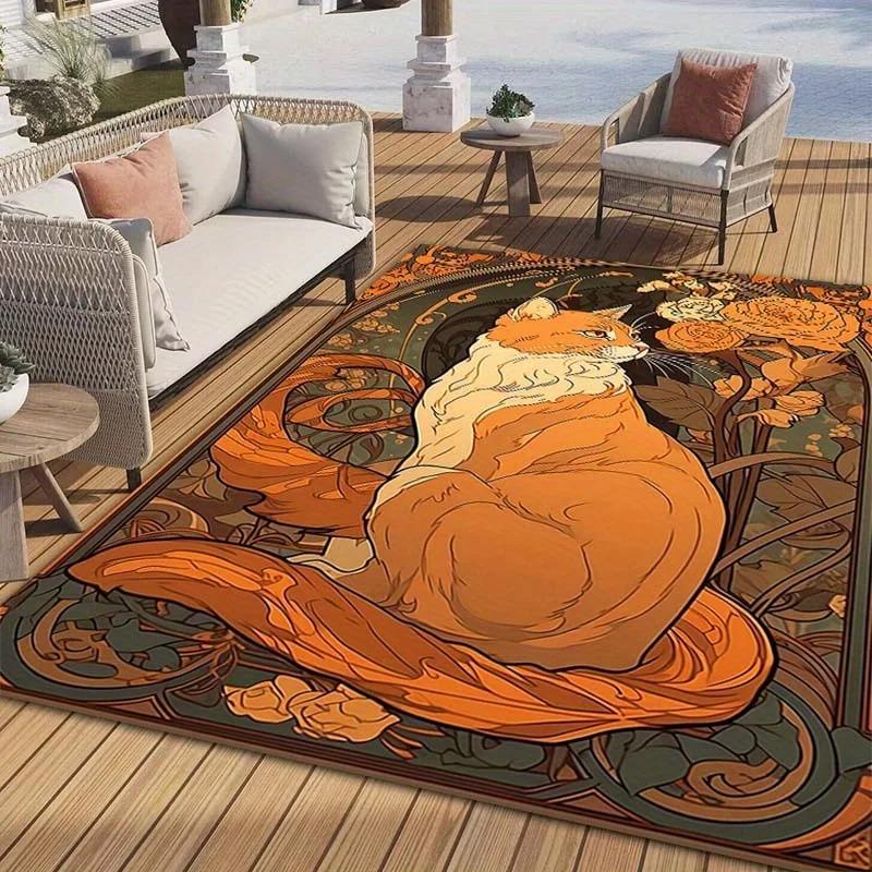 Tier-Serie Muster Teppich Fußmatte für Tisch Stuhl Couchtisch im Wohnzimmer Elegant Haustier Fantasy Stil Heimdekor Teppich