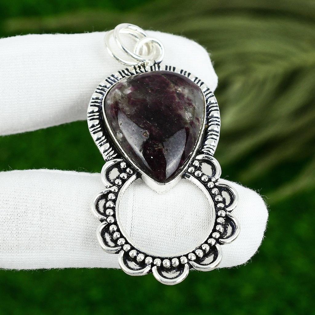 Easter Deal 925 Sterling Silver Pear Pink Tourmaline Stone Wife Pendant Jewelry