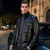 Futing Men's Genuine Lambskin Stand Collar Leather Jacket