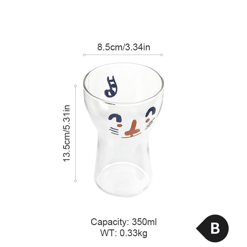 350ml Cartoon Animal Transparent Glass Cup Pudding Ice Cream Yogurt Milk Coffee Cup Juice Dessert Drinking Goblet Water Bottle