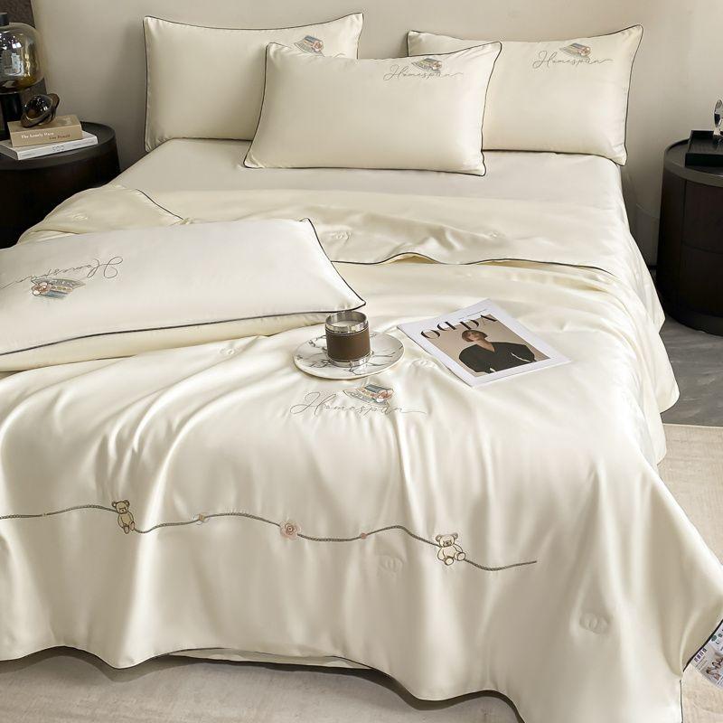 Washed Ice Silk Cooling Air-Condition Quilt Machine Washable Tencel Silk Summer Double Comforter