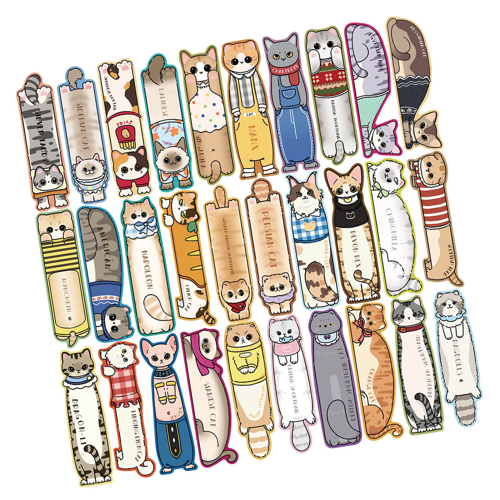 30Pieces Cats Kitten Bookmarks Book Page Divider Paper Book Page Divider Reading Book Mark for Student Kid Reading 1