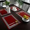 [Elegant Placemat] 4pcs Elegant Red Placemat Set | Heat Resistant, Simple Chinese Design - Suitable For Holiday Banquets And Eve