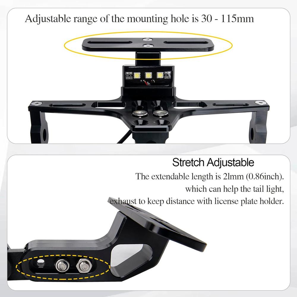 Adjustable Motorcycle License Number Plate Bracket Rear Turn Signal Lamp Holder Universal Motorbike Fender Eliminator Kits