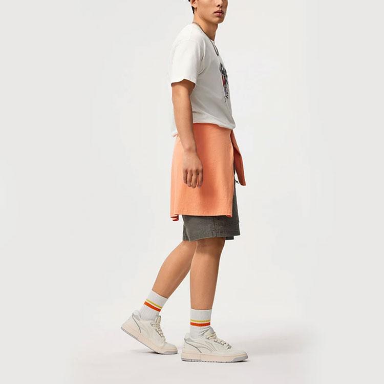 Li Ning Badfive Tactical Letter Print Casual Loose Round Neck T-Shirt Men Tops Off-White AHSU431-2