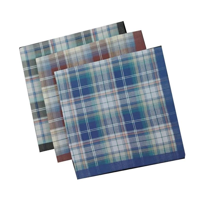 3 шт. 43x43 см 100% хлопок Классические Винтажные Клетчатые Принтованные Мужские Носовые Платки Потовые Полотенца Карманные Платки для Костюмов Свадебные Носовые Платки