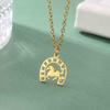 My Shape Horse and Horsehoe Pendant Necklaces for Women Girls Stainless Steel U-Shaped Horse Animal Choker Chain Jewelry Gifts